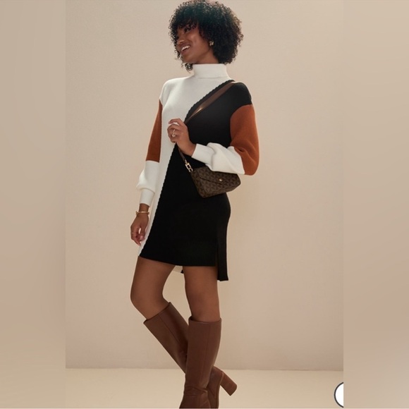 Francesca's Collections Dresses & Skirts - MIAMI by Francesca Colorblock Turtleneck sweater dress Women’s XL NWT NEW